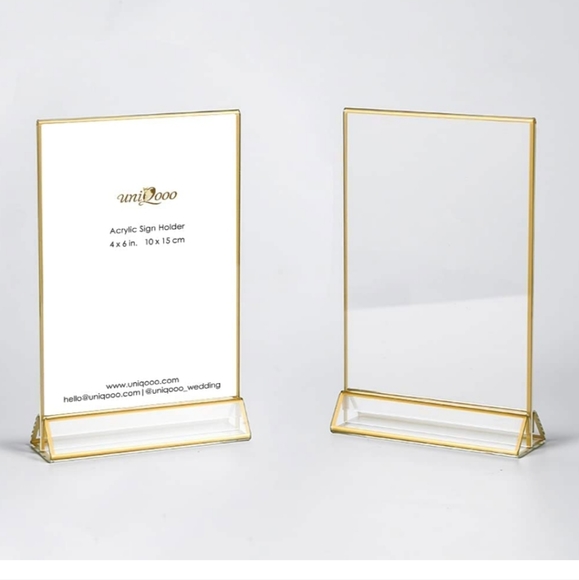 Acrylic Sign Holders with Gold Border,Double Sided Clear Frame,Perfect - Picture 2 of 6